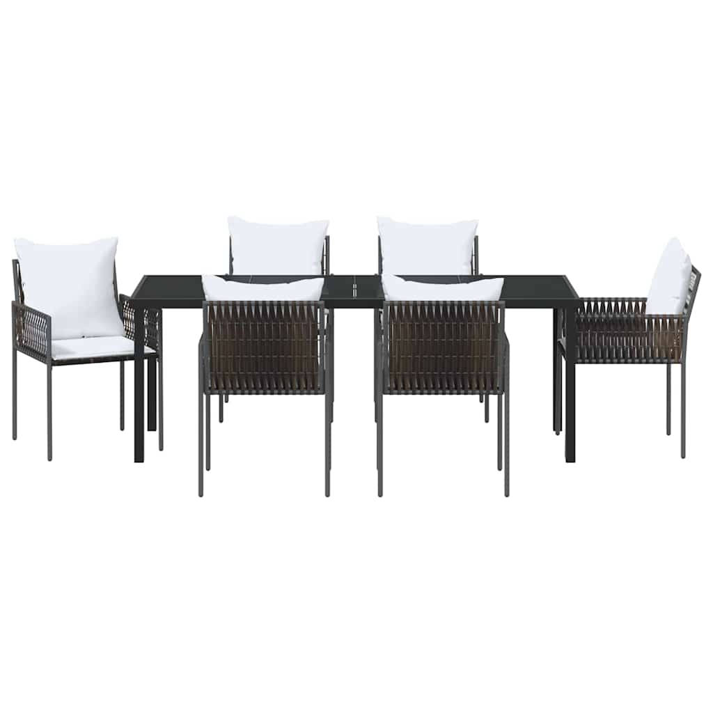 Ensemble de salle à manger pour jardin 7 pcs Marron et Noir - XIOS