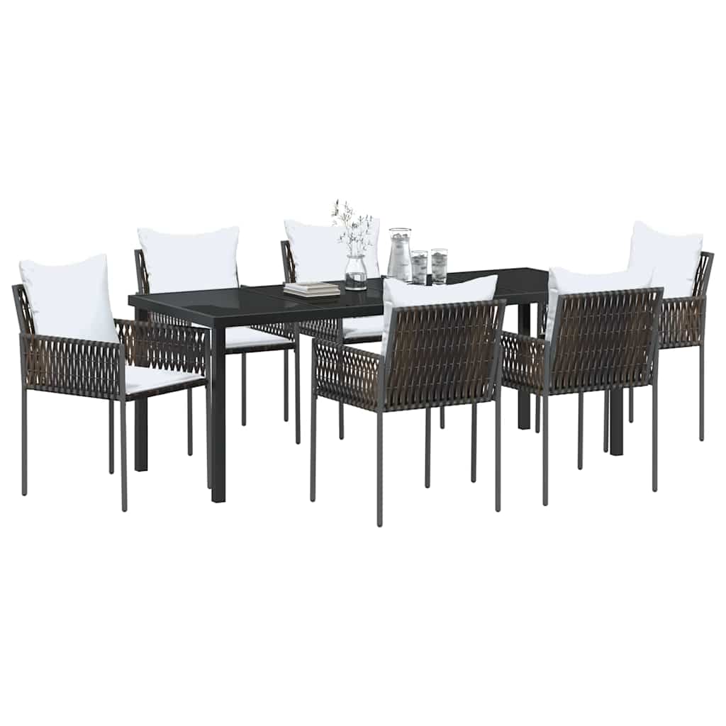 Ensemble de salle à manger pour jardin 7 pcs Marron et Noir - XIOS