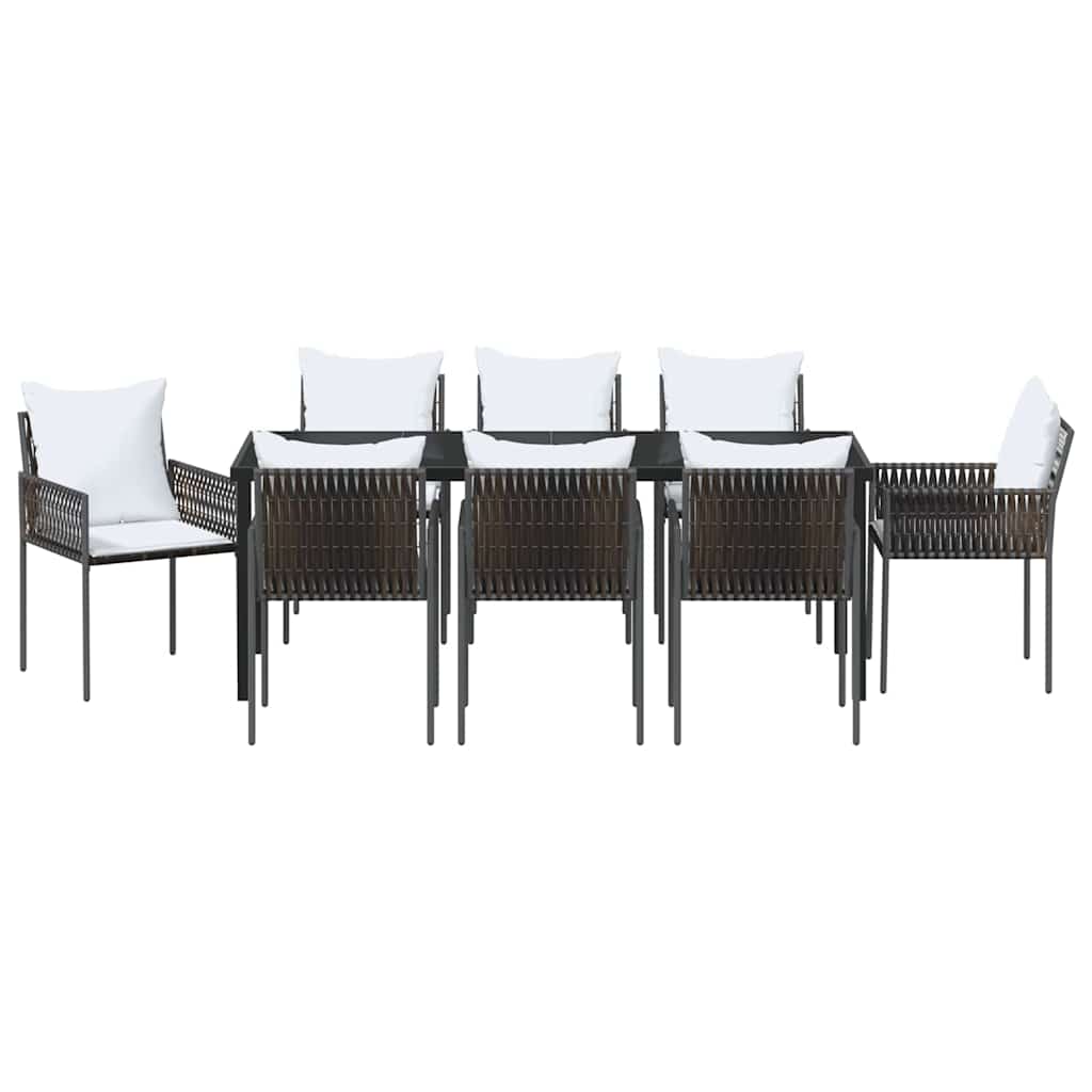 Ensemble de salle à manger pour jardin 9 pcs Marron et Noir - XIOS