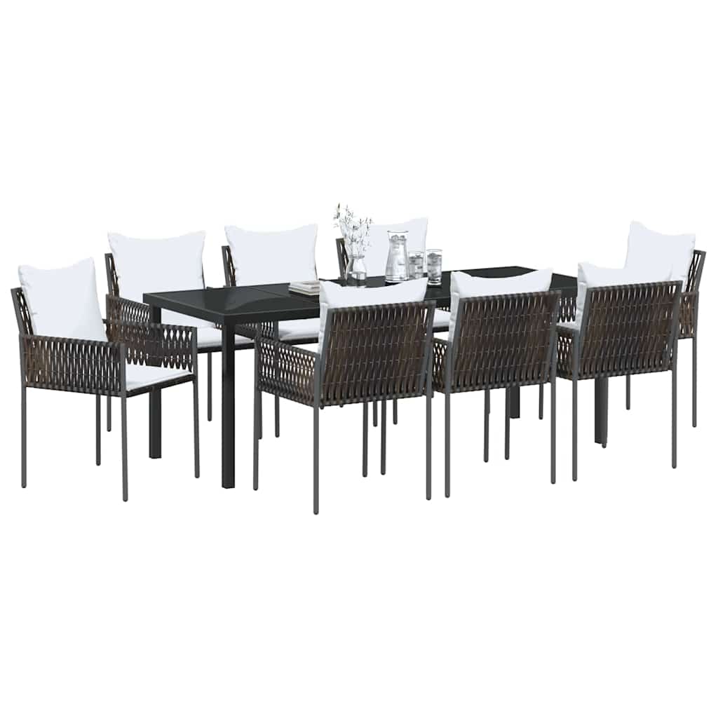Ensemble de salle à manger pour jardin 9 pcs Marron et Noir - XIOS