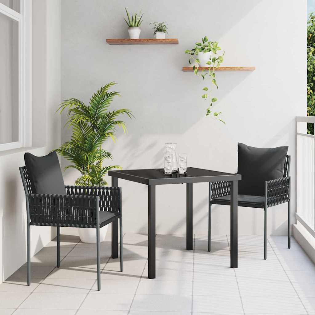Ensemble de salle à manger pour jardin 3 pcs Noir et gris - XIOS