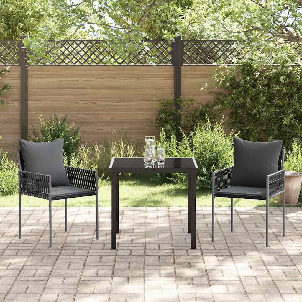 Ensemble de salle à manger pour jardin 3 pcs Noir et gris - XIOS