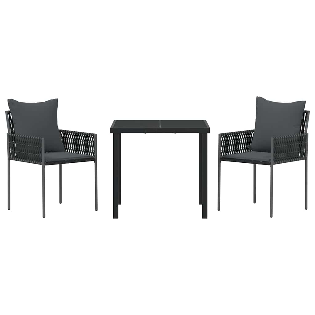 Ensemble de salle à manger pour jardin 3 pcs Noir et gris - XIOS