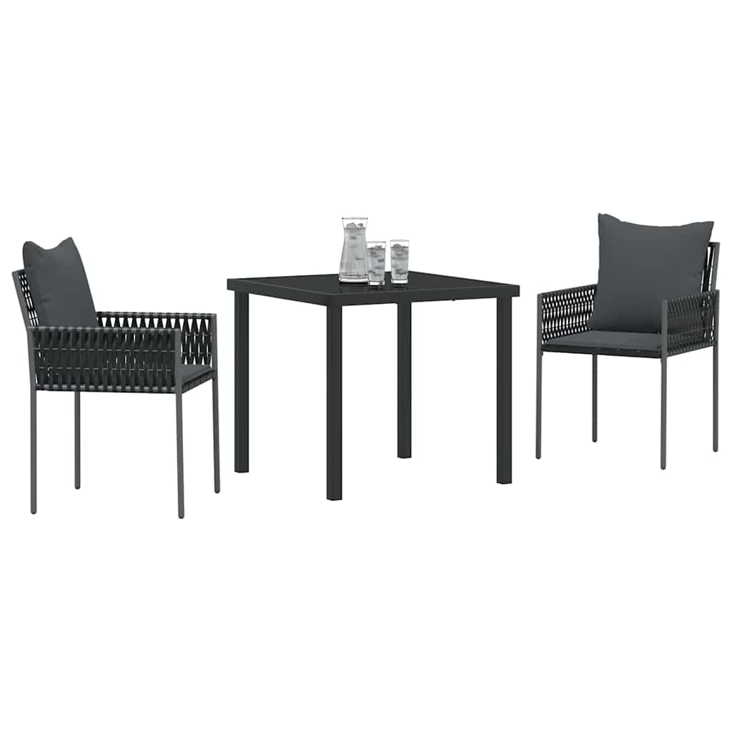 Ensemble de salle à manger pour jardin 3 pcs Noir et gris - XIOS