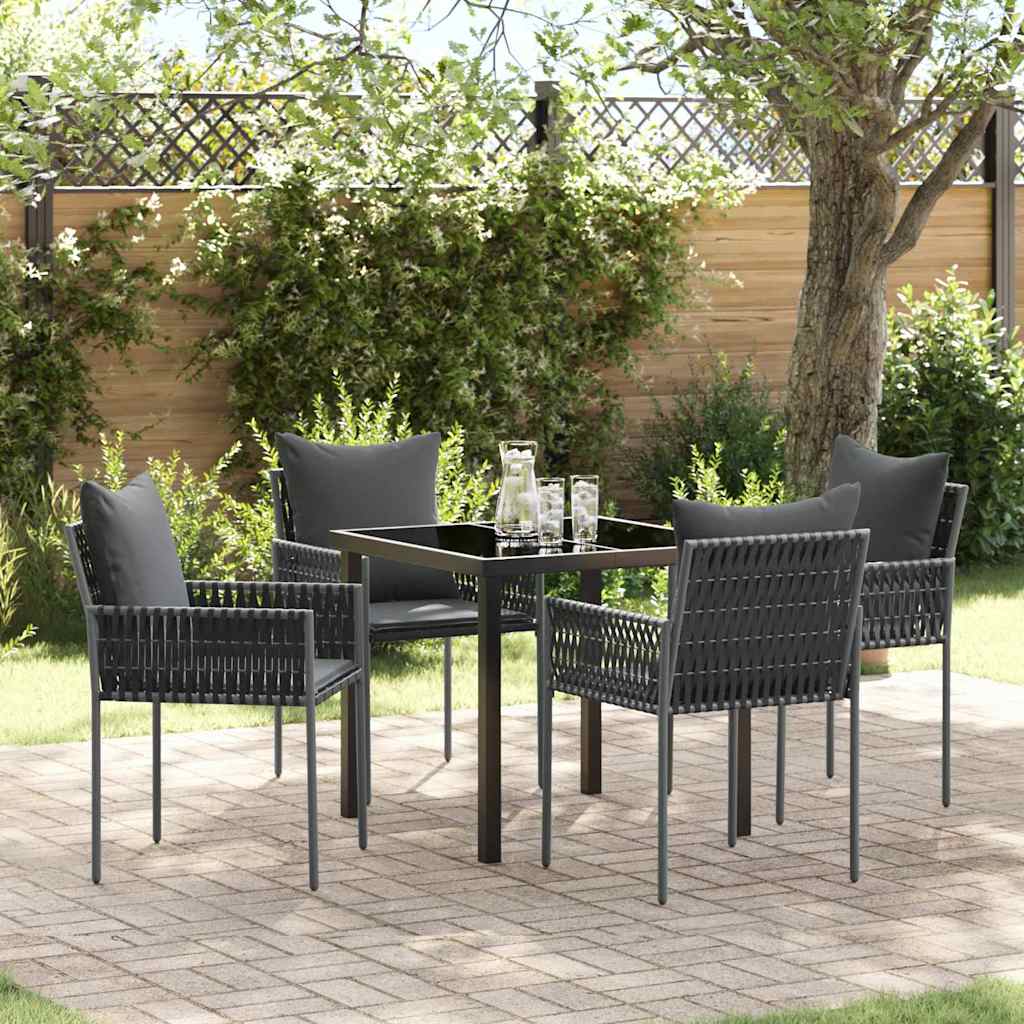 Ensemble de salle à manger pour jardin 5 pcs Noir et gris - XIOS