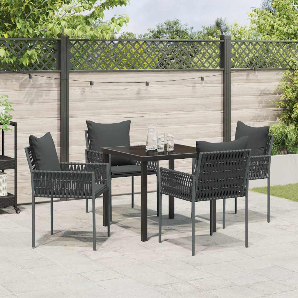 Ensemble de salle à manger pour jardin 5 pcs Noir et gris - XIOS