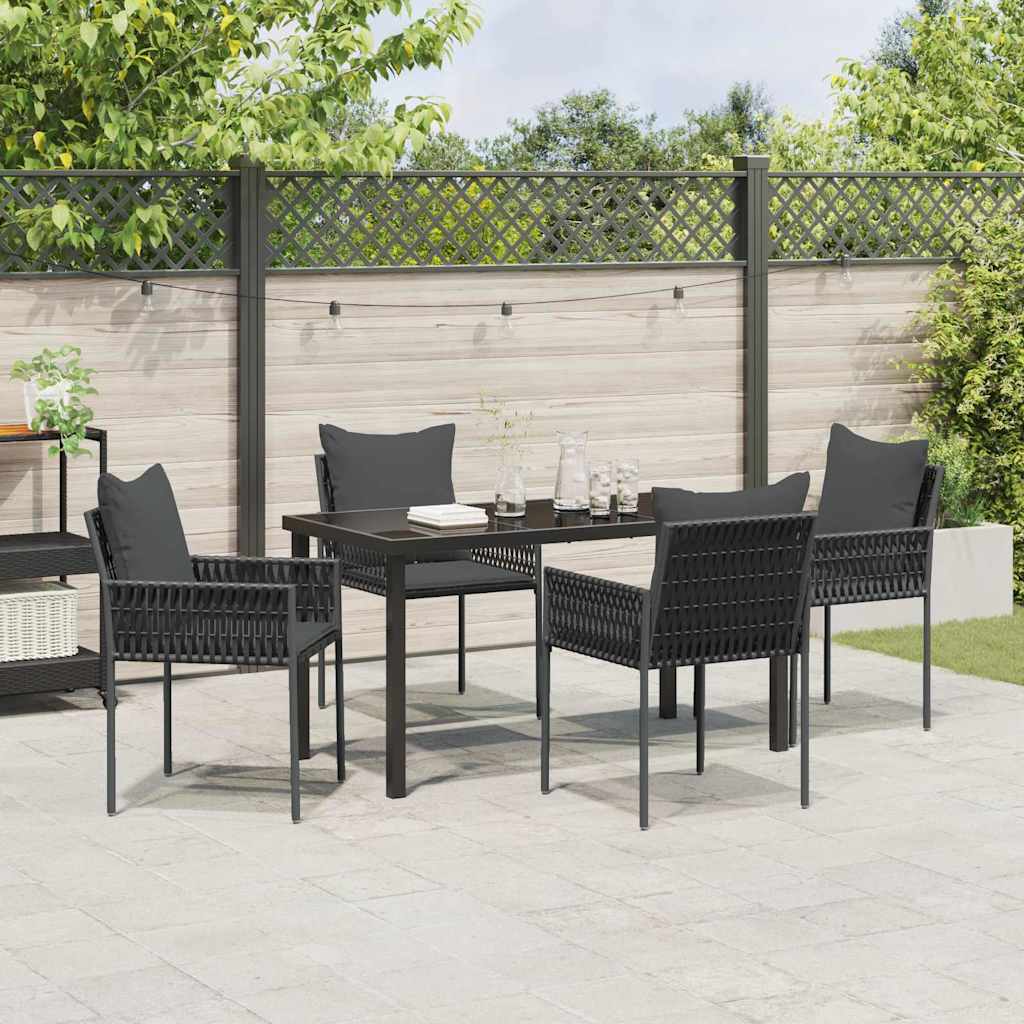 Ensemble de salle à manger pour jardin 5 pcs Noir et gris - XIOS