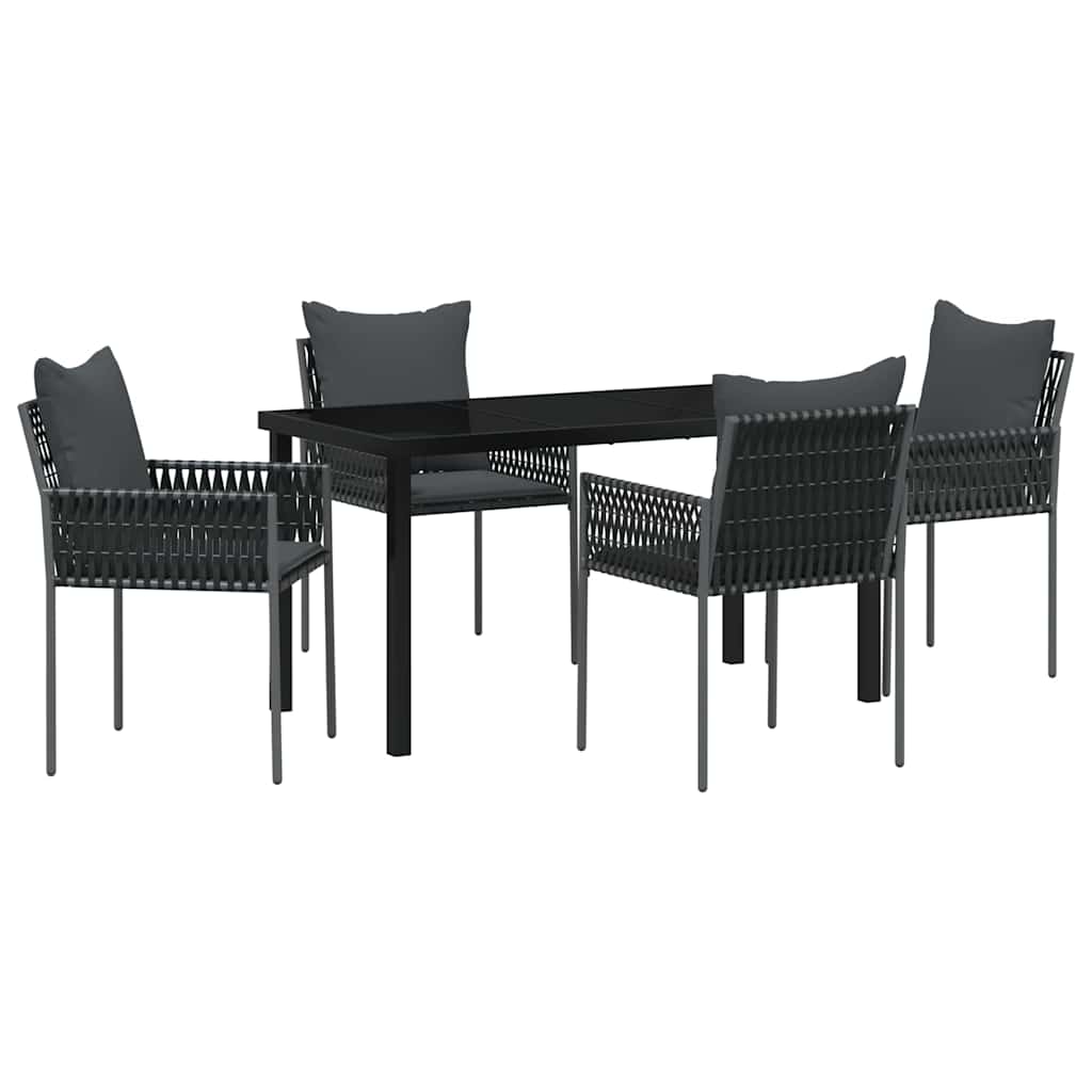 Ensemble de salle à manger pour jardin 5 pcs Noir et gris - XIOS