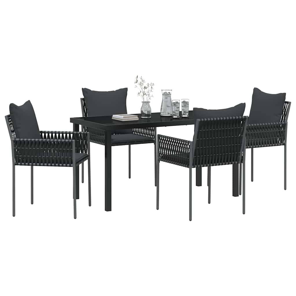 Ensemble de salle à manger pour jardin 5 pcs Noir et gris - XIOS