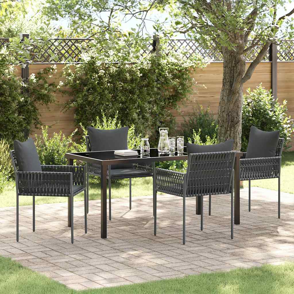 Ensemble de salle à manger pour jardin 5 pcs Noir et gris - XIOS
