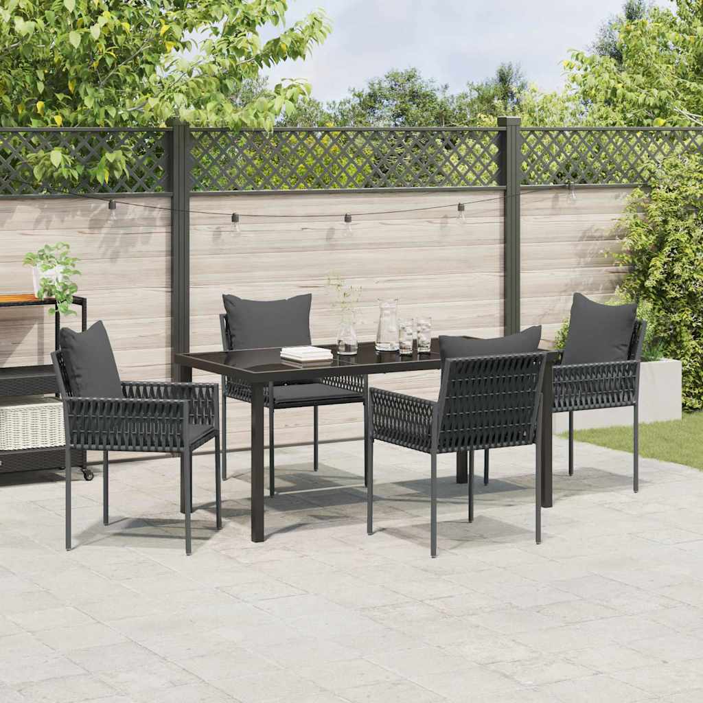 Ensemble de salle à manger pour jardin 5 pcs Noir et gris - XIOS