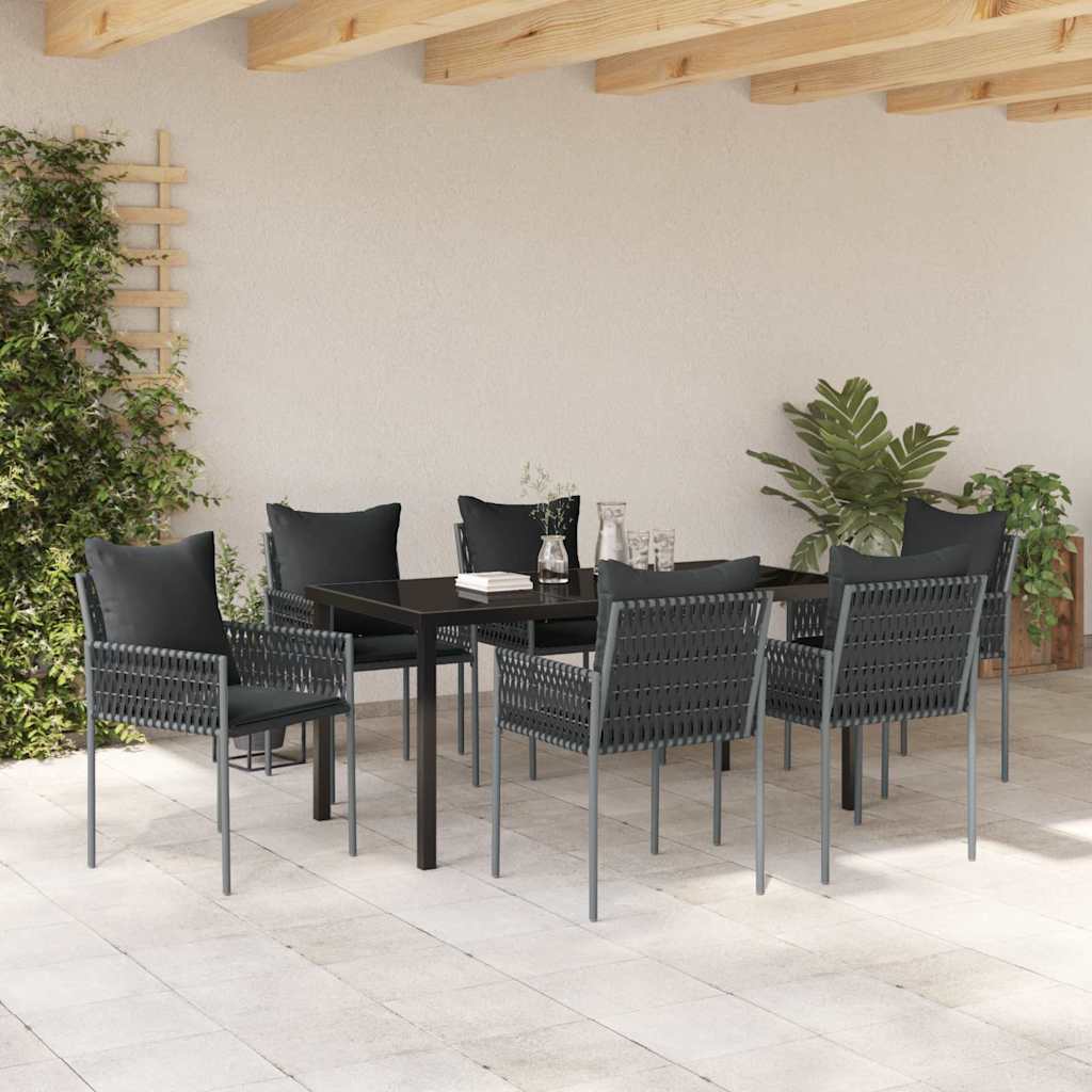 Ensemble de salle à manger pour jardin 7 pcs Noir et gris - XIOS