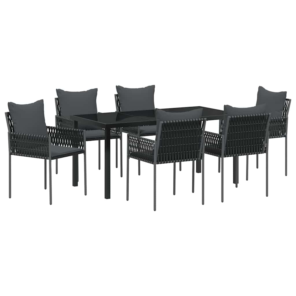 Ensemble de salle à manger pour jardin 7 pcs Noir et gris - XIOS