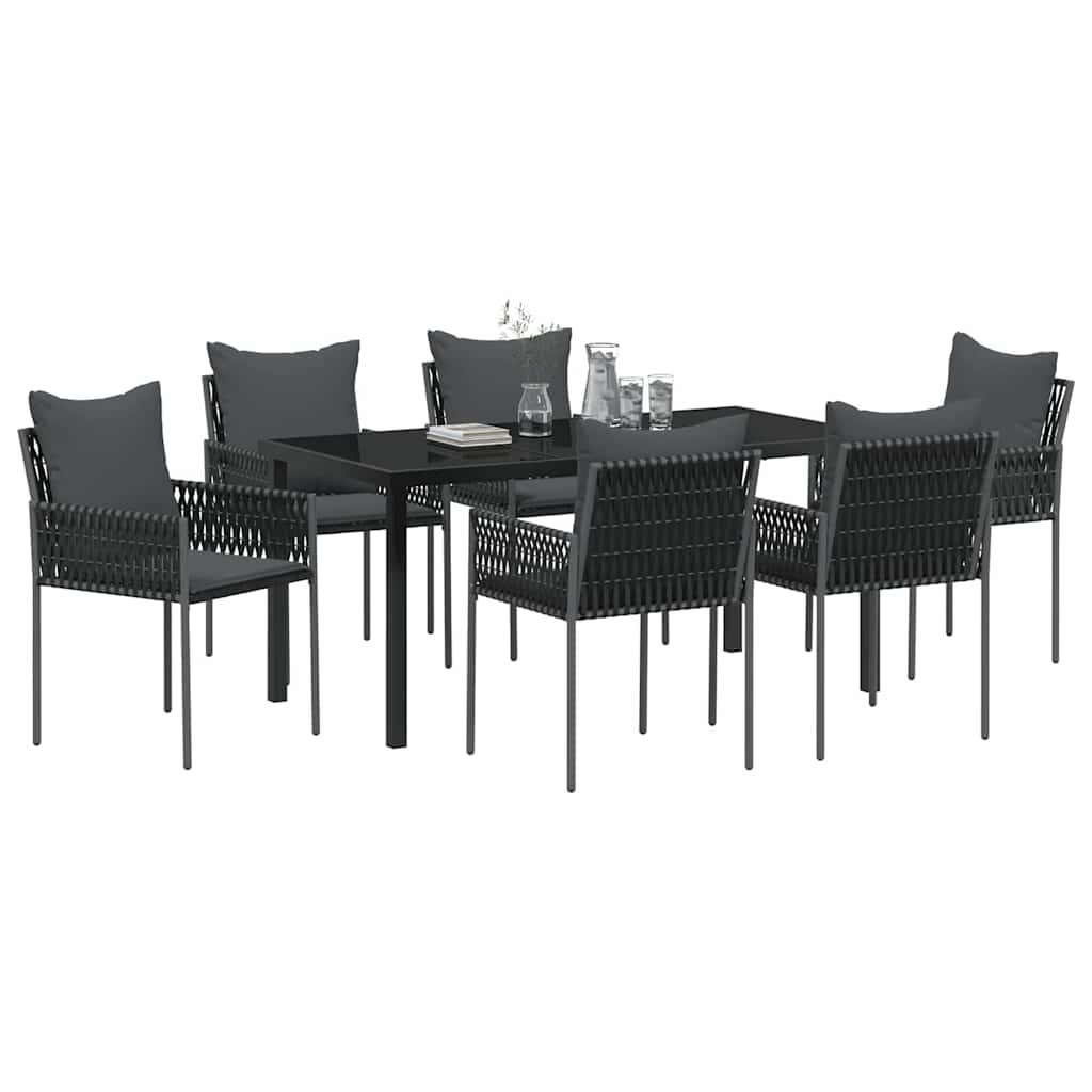 Ensemble de salle à manger pour jardin 7 pcs Noir et gris - XIOS