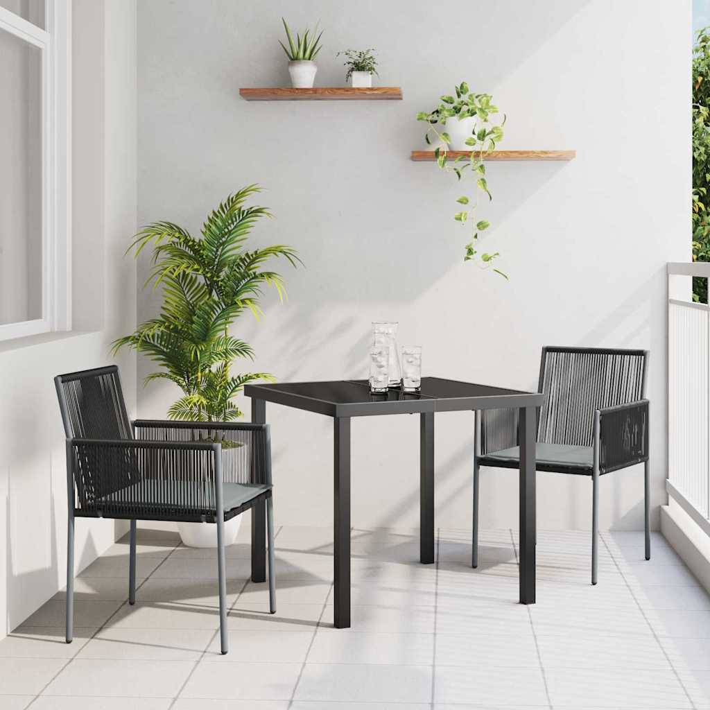 Ensemble de salle à manger pour jardin 3 pcs Noir Rotin PE - XIOS