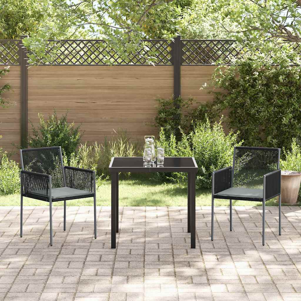 Ensemble de salle à manger pour jardin 3 pcs Noir Rotin PE - XIOS