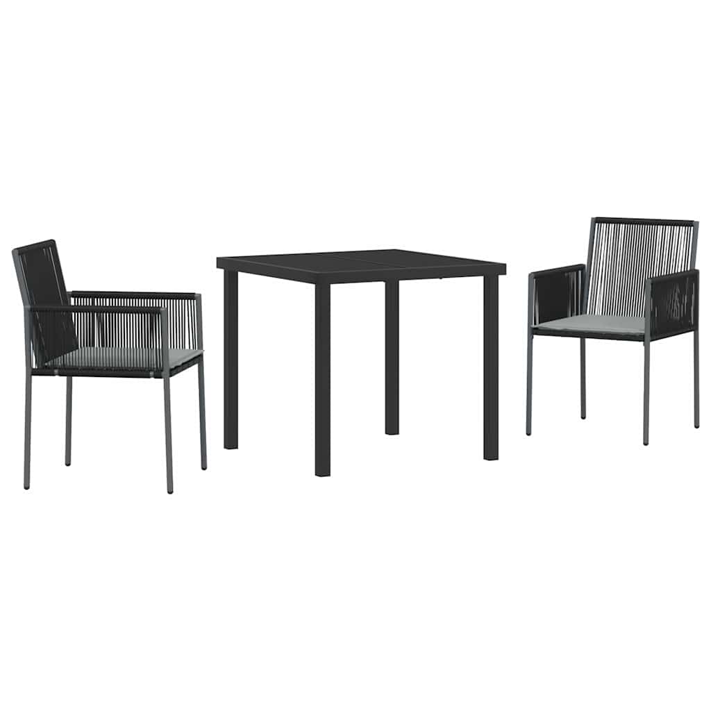 Ensemble de salle à manger pour jardin 3 pcs Noir Rotin PE - XIOS