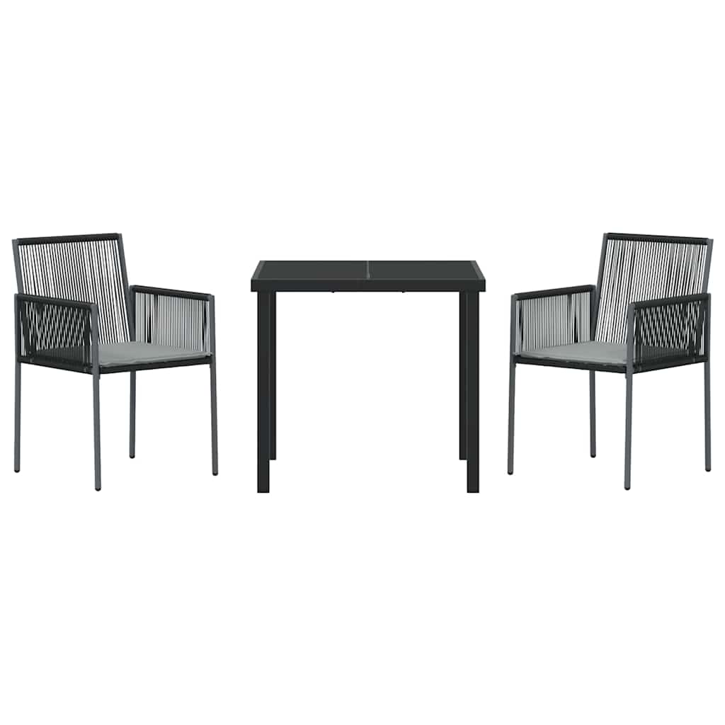 Ensemble de salle à manger pour jardin 3 pcs Noir Rotin PE - XIOS