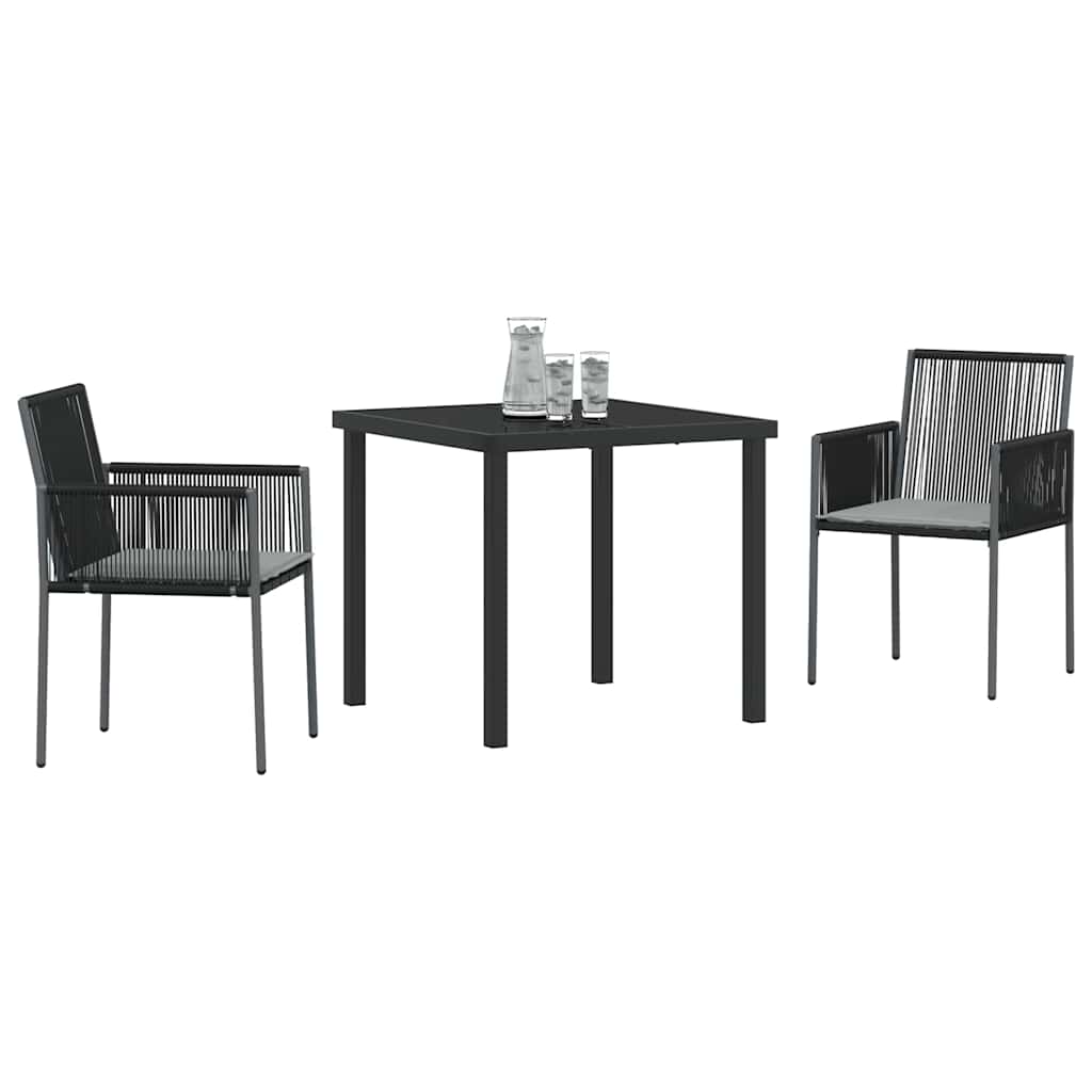 Ensemble de salle à manger pour jardin 3 pcs Noir Rotin PE - XIOS