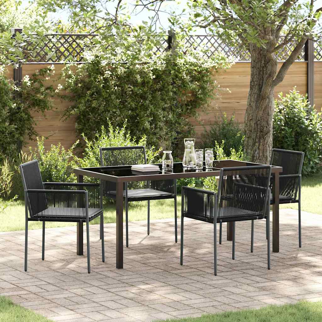 Ensemble de salle à manger pour jardin 5 pcs Noir Rotin PE - XIOS