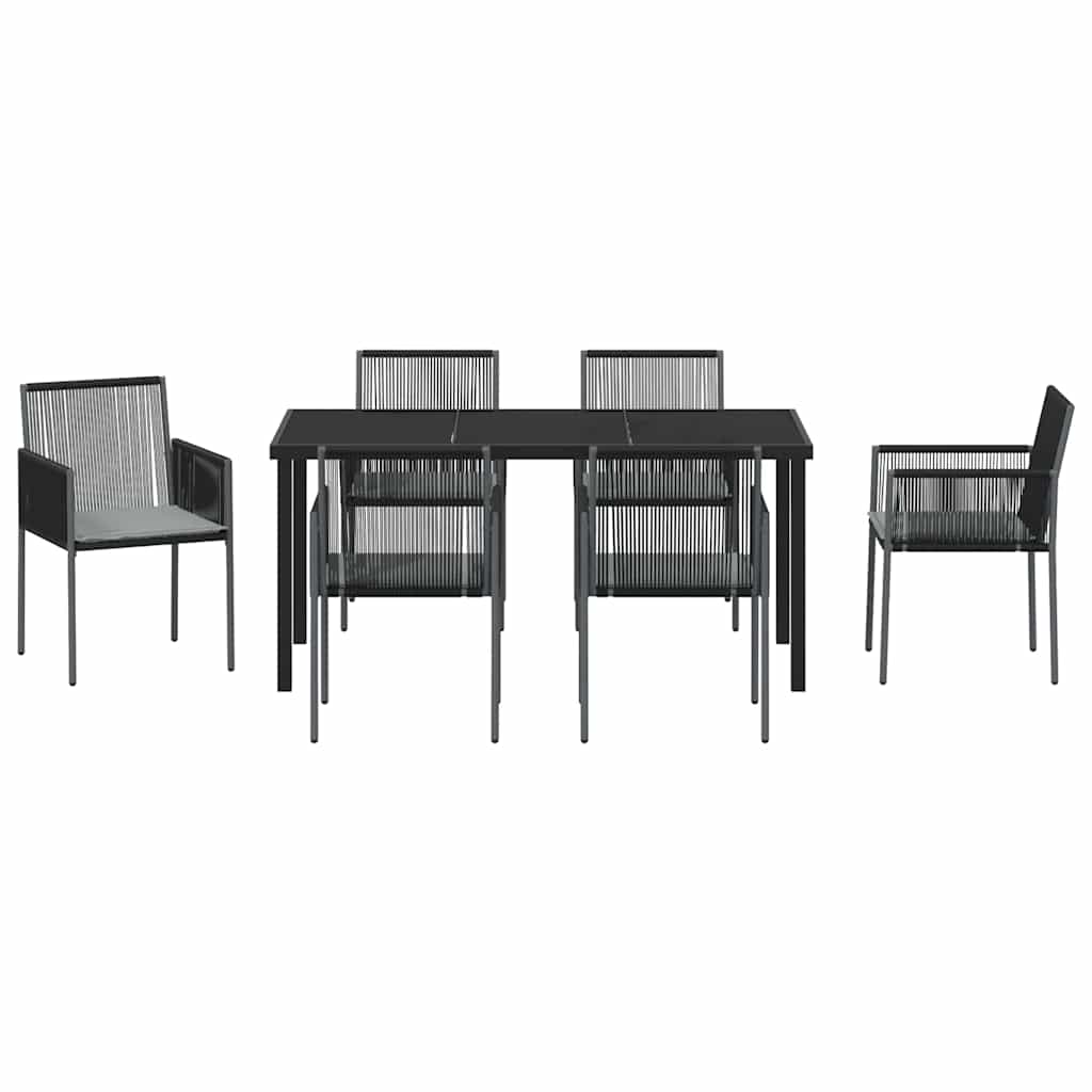 Ensemble de salle à manger pour jardin 7 pcs Noir Rotin PE - XIOS