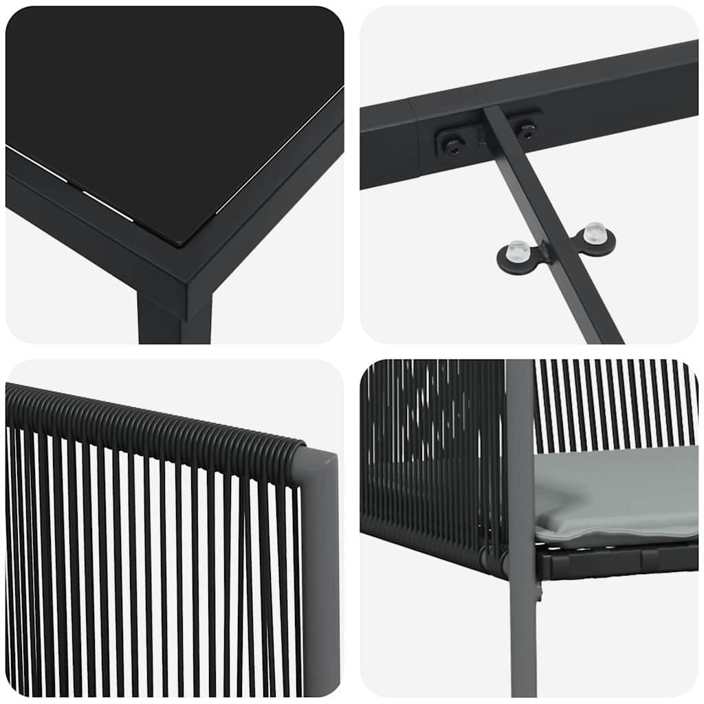 Ensemble de salle à manger pour jardin 7 pcs Noir Rotin PE - XIOS