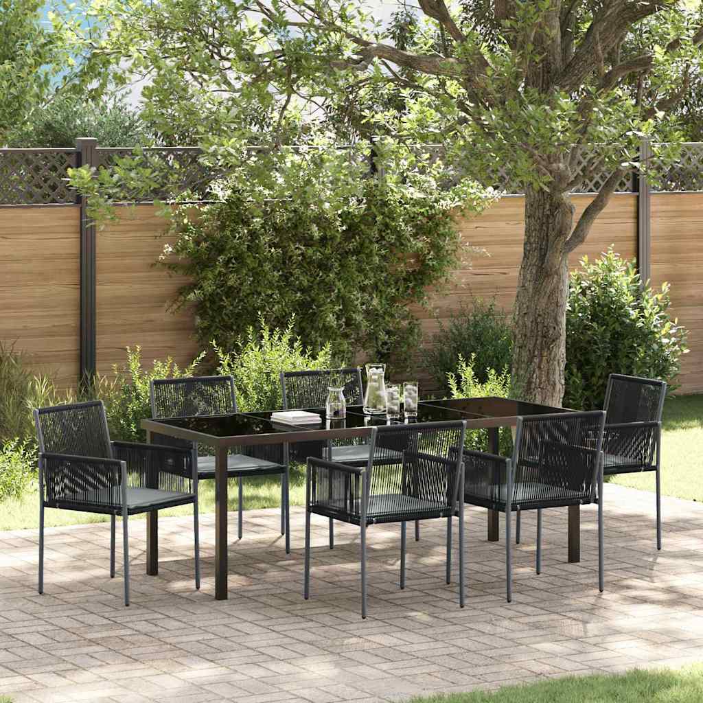 Ensemble de salle à manger pour jardin 7 pcs Noir Rotin PE - XIOS