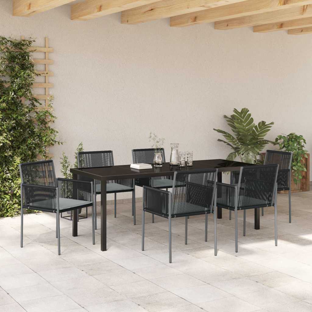 Ensemble de salle à manger pour jardin 7 pcs Noir Rotin PE - XIOS
