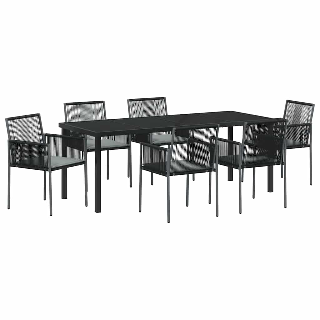 Ensemble de salle à manger pour jardin 7 pcs Noir Rotin PE - XIOS