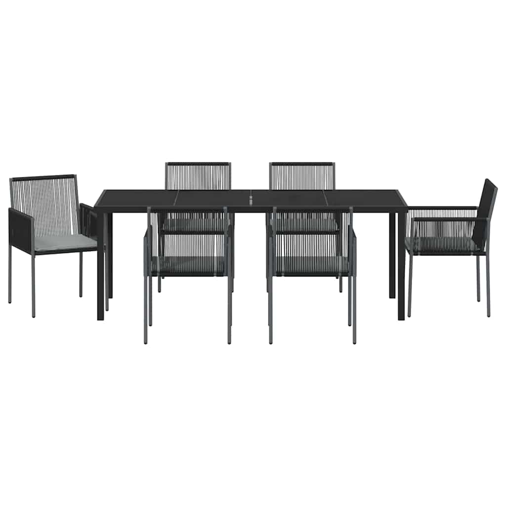 Ensemble de salle à manger pour jardin 7 pcs Noir Rotin PE - XIOS