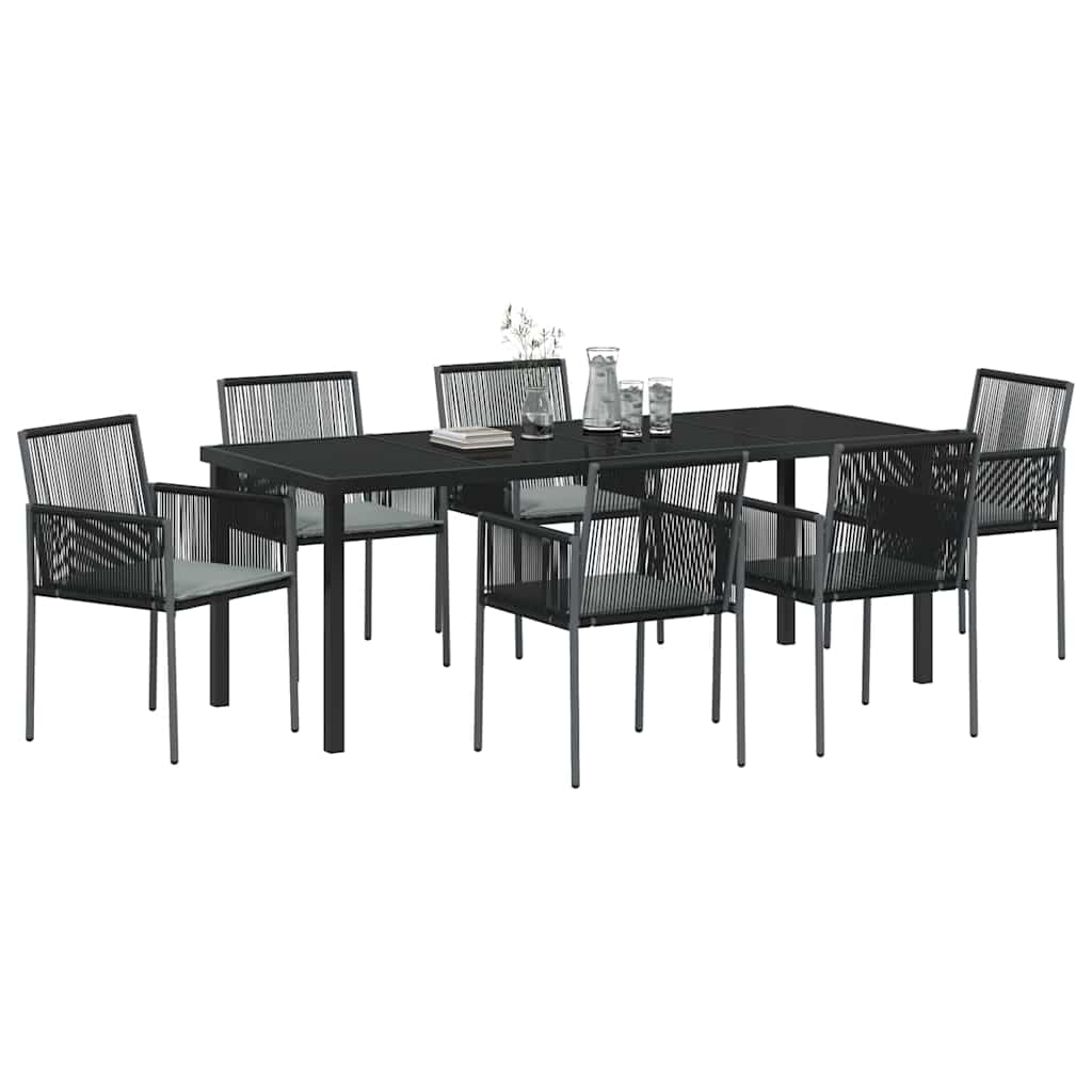 Ensemble de salle à manger pour jardin 7 pcs Noir Rotin PE - XIOS