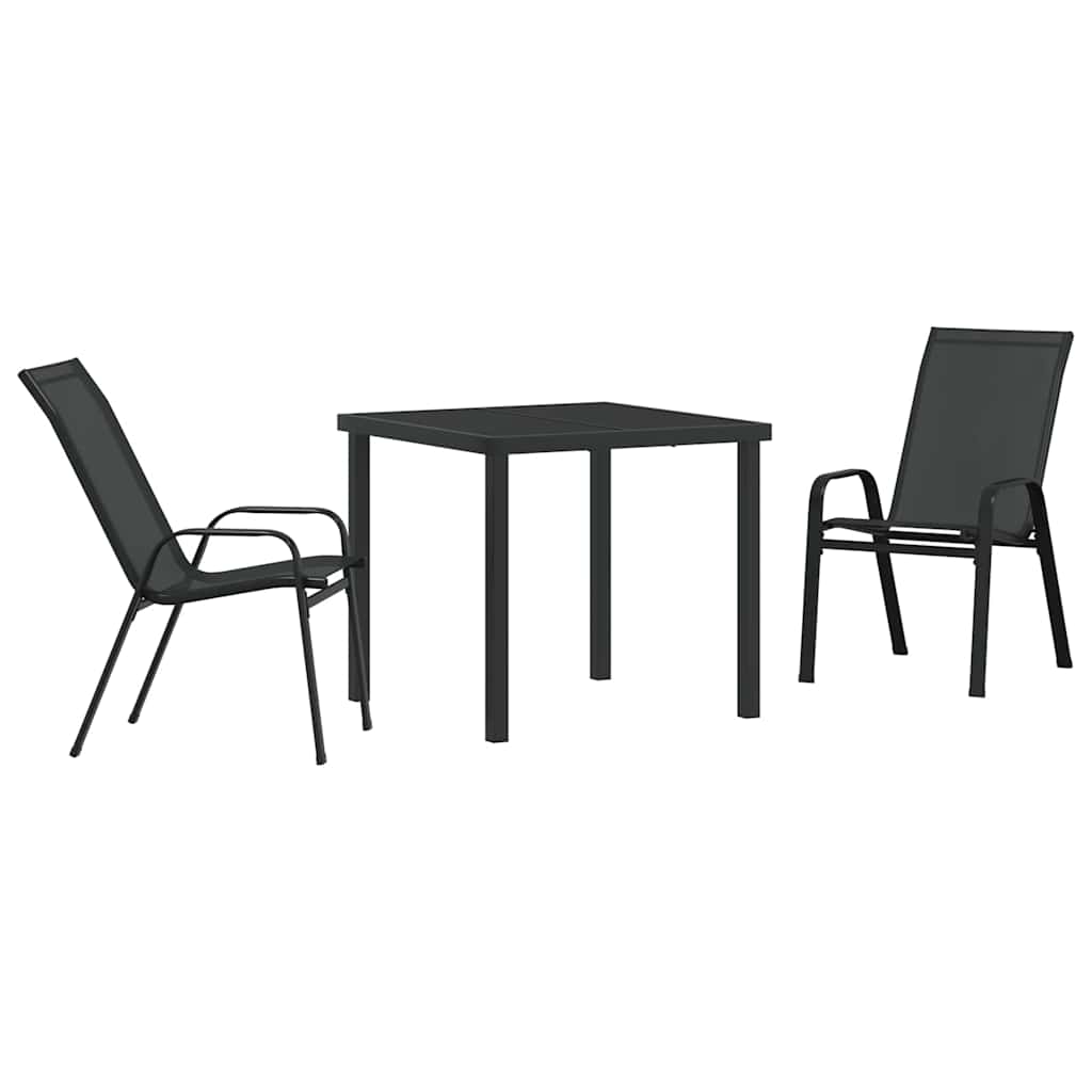 Ensemble de salle à manger pour jardin 3 pcs Noir - XIOS