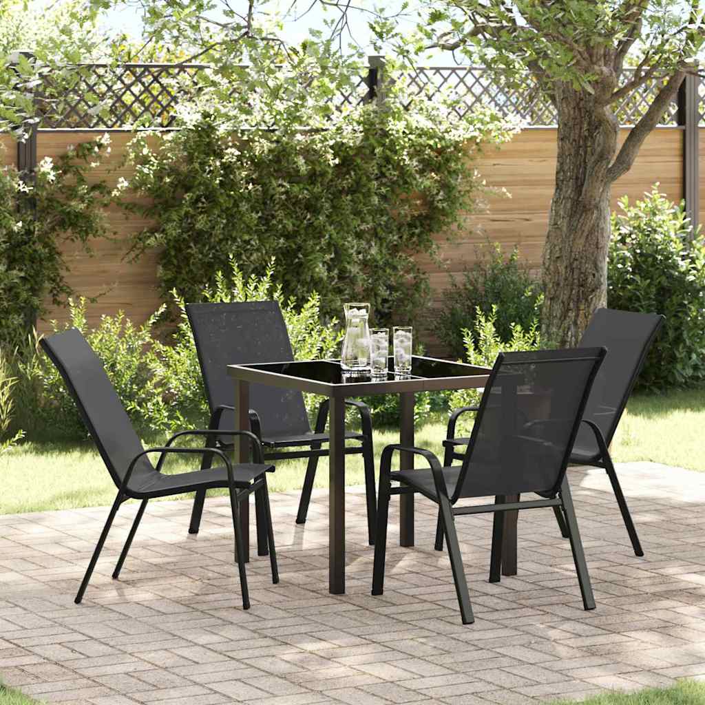 Ensemble de salle à manger pour jardin 5 pcs Noir - XIOS