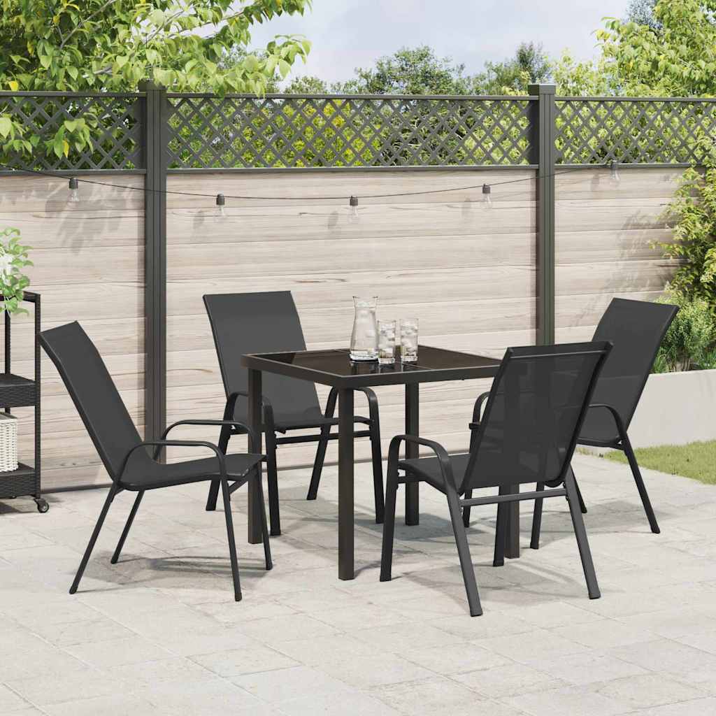 Ensemble de salle à manger pour jardin 5 pcs Noir - XIOS