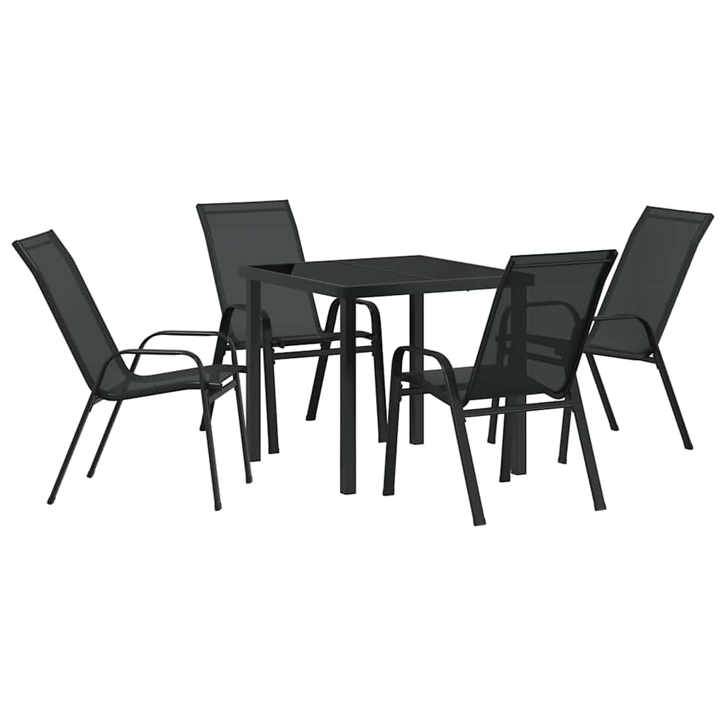 Ensemble de salle à manger pour jardin 5 pcs Noir - XIOS