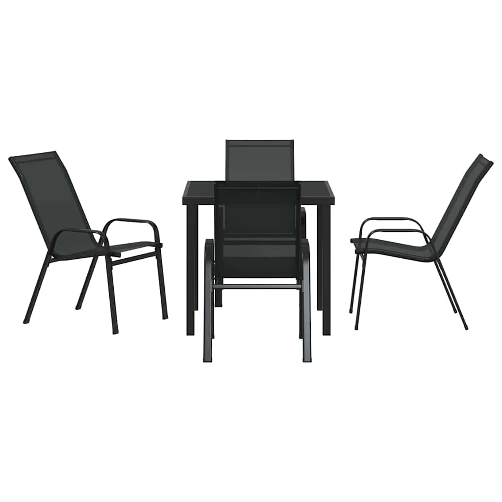 Ensemble de salle à manger pour jardin 5 pcs Noir - XIOS
