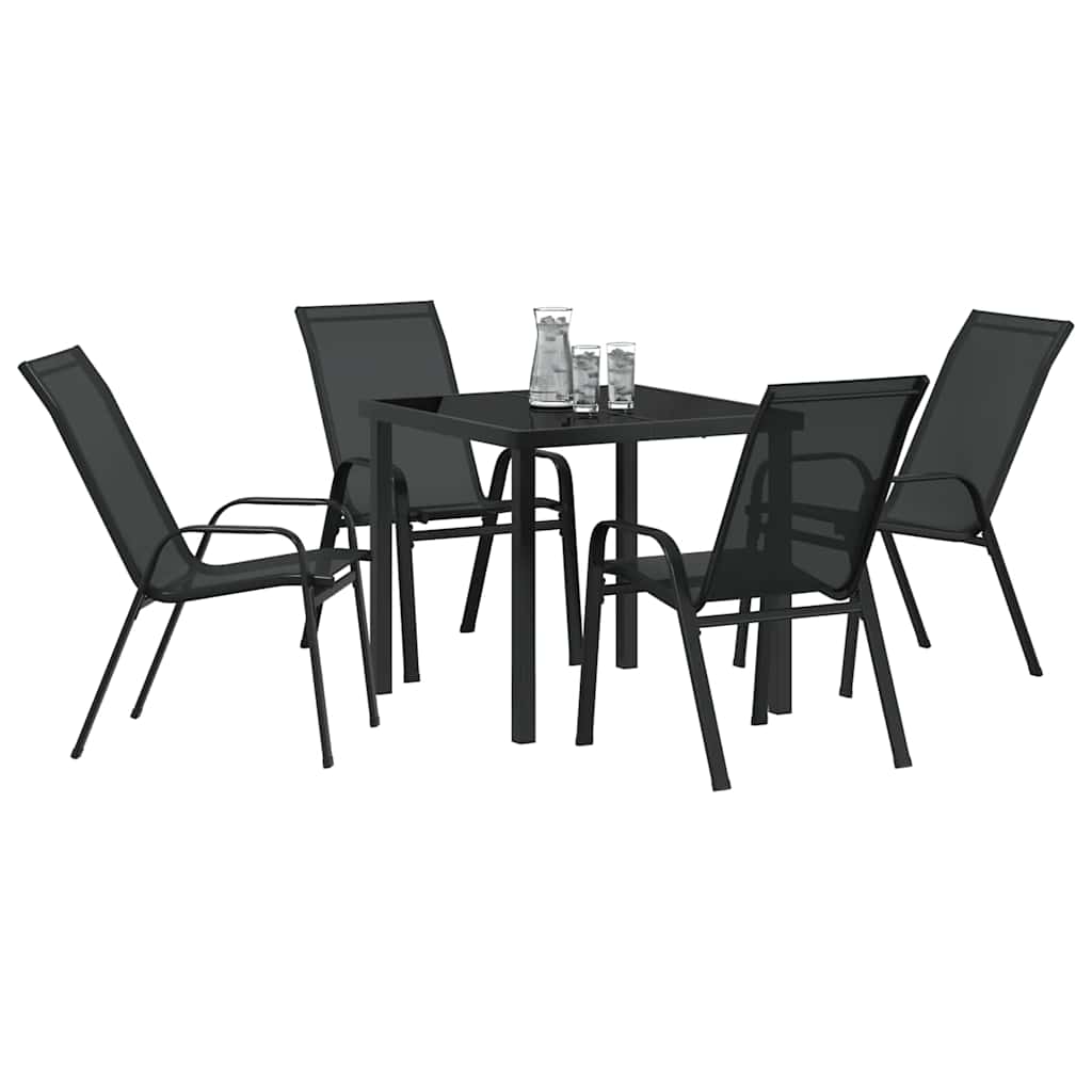 Ensemble de salle à manger pour jardin 5 pcs Noir - XIOS