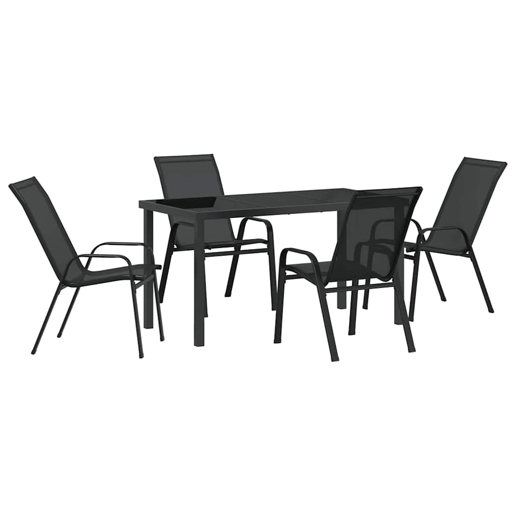 Ensemble de salle à manger pour jardin 5 pcs Noir - XIOS