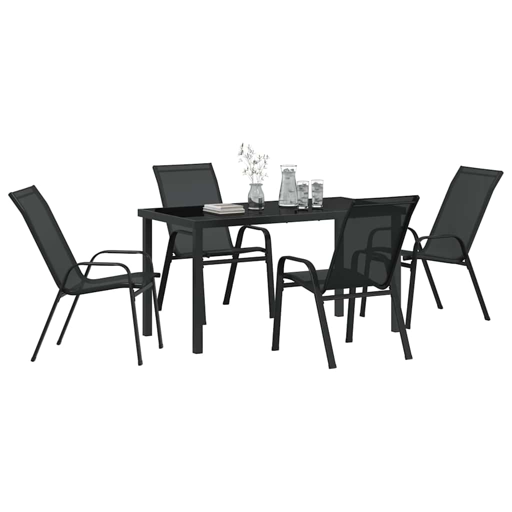 Ensemble de salle à manger pour jardin 5 pcs Noir - XIOS