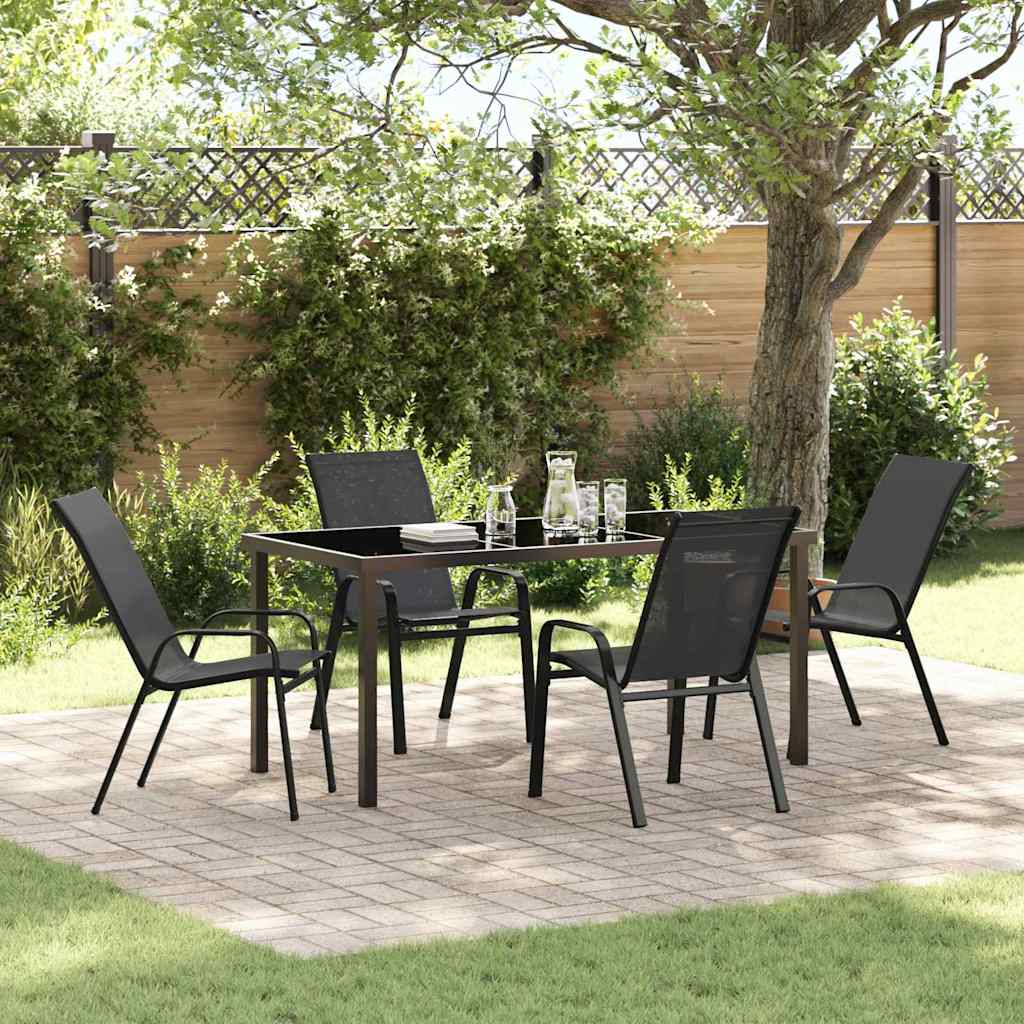 Ensemble de salle à manger pour jardin 5 pcs Noir - XIOS