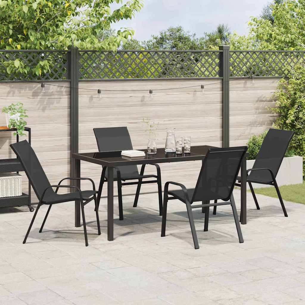 Ensemble de salle à manger pour jardin 5 pcs Noir - XIOS