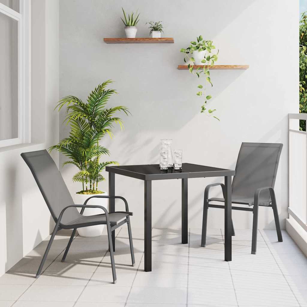 Ensemble de salle à manger pour jardin 3 pcs Gris et Noir - XIOS