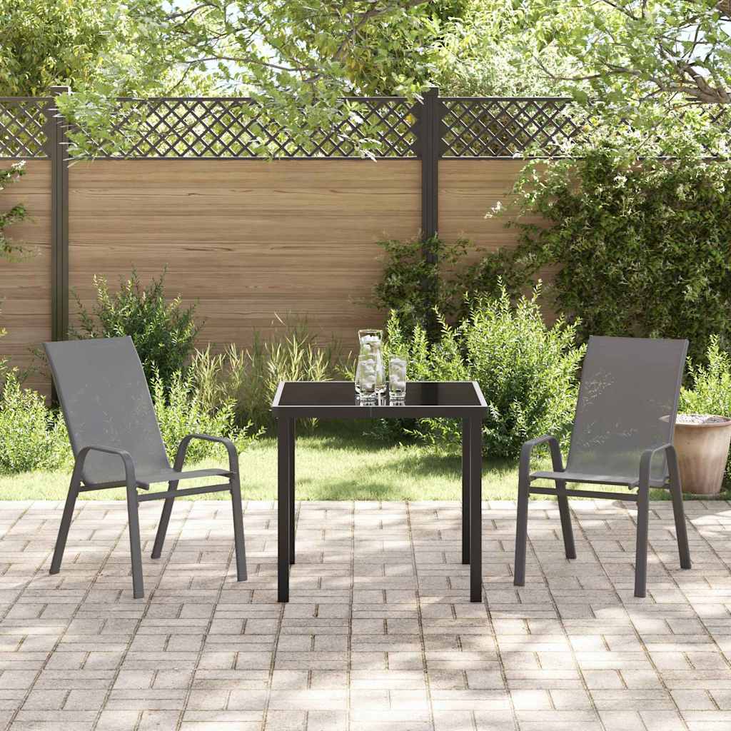 Ensemble de salle à manger pour jardin 3 pcs Gris et Noir - XIOS