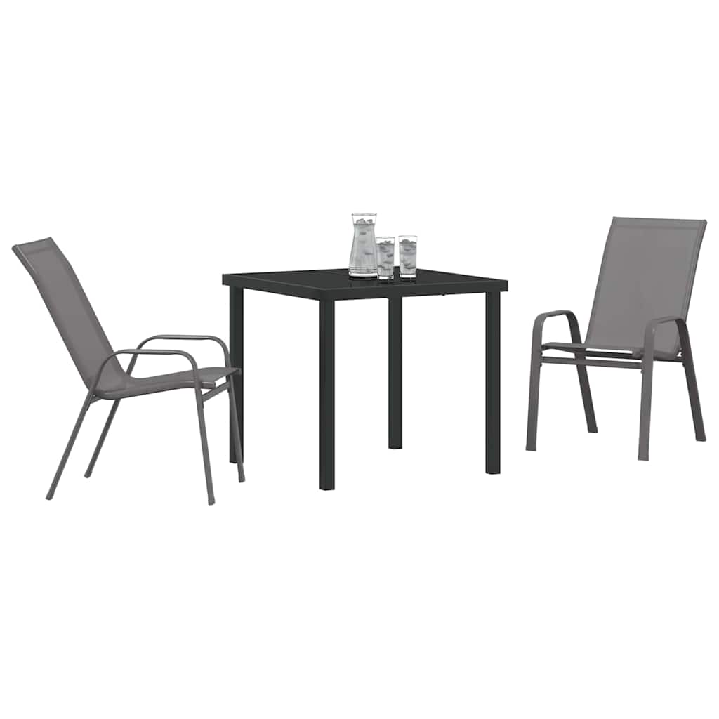 Ensemble de salle à manger pour jardin 3 pcs Gris et Noir - XIOS
