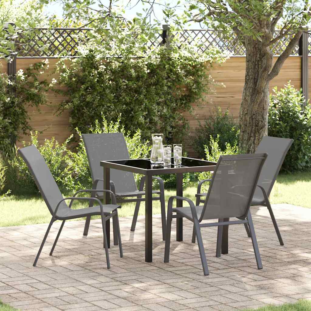 Ensemble de salle à manger pour jardin 5 pcs Gris et Noir - XIOS