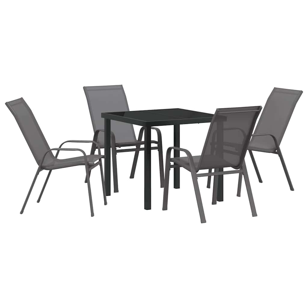 Ensemble de salle à manger pour jardin 5 pcs Gris et Noir - XIOS