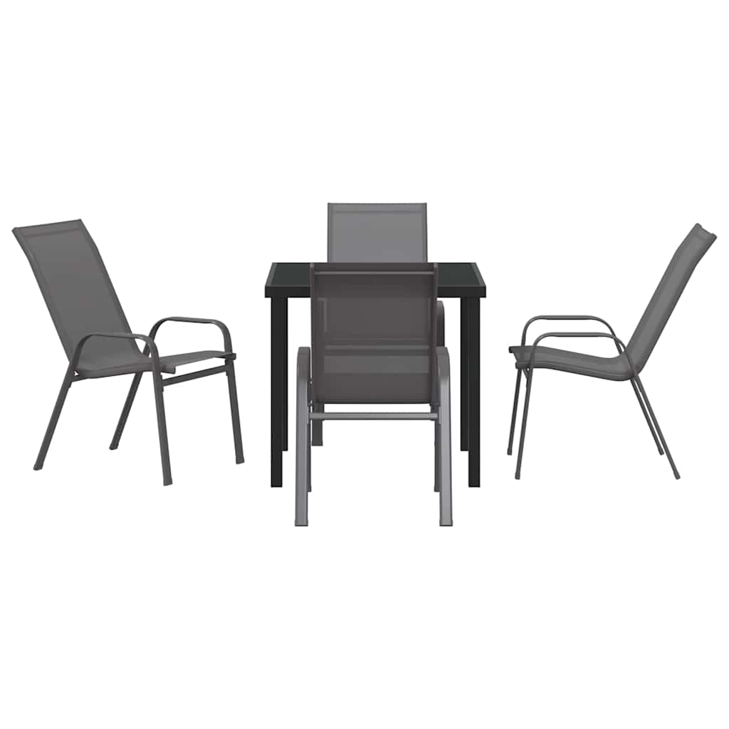 Ensemble de salle à manger pour jardin 5 pcs Gris et Noir - XIOS