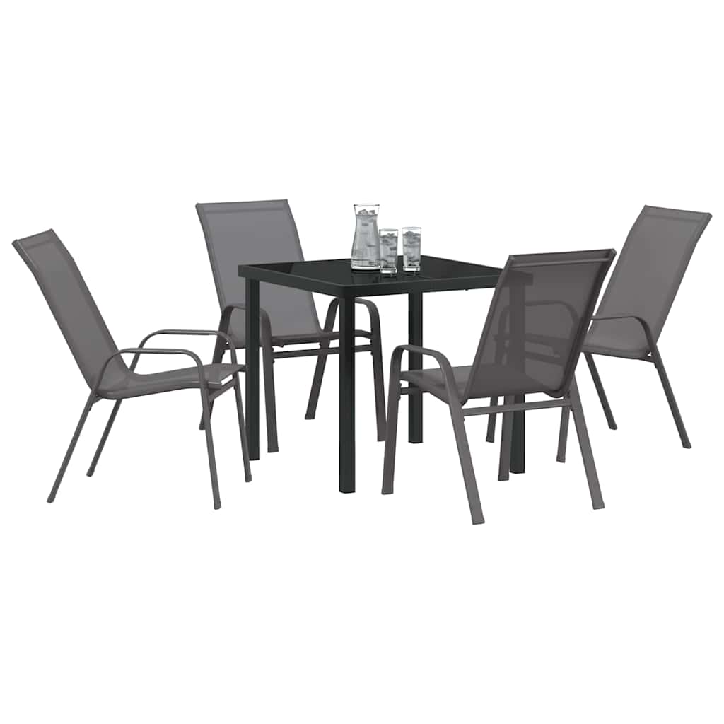 Ensemble de salle à manger pour jardin 5 pcs Gris et Noir - XIOS