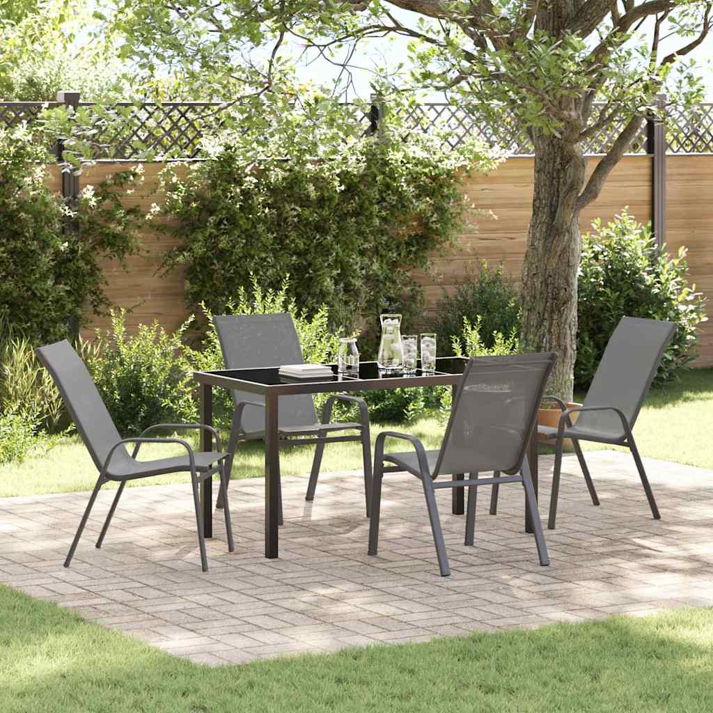 Ensemble de salle à manger pour jardin 5 pcs Gris et Noir - XIOS