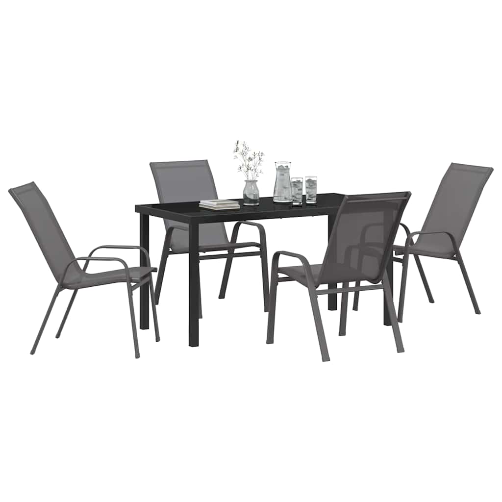 Ensemble de salle à manger pour jardin 5 pcs Gris et Noir - XIOS